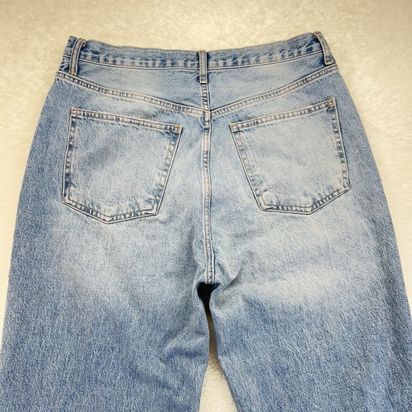 Zara Wide Leg Barrel Jeans Women's Cropped 12 Baggy Bohemian Coastle Raw Hem - Picture 11 of 14